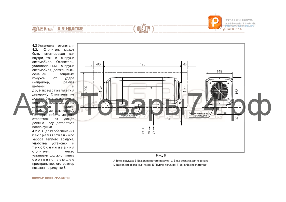 Автономный отопитель салона ТАО2 5,5кВт с ДУ в пластиковом корпусе